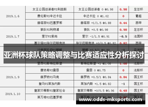 亚洲杯球队策略调整与比赛适应性分析探讨